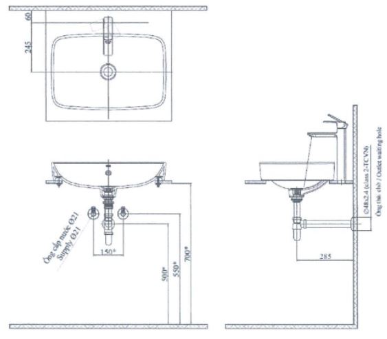 Bản vẽ chậu al-299V